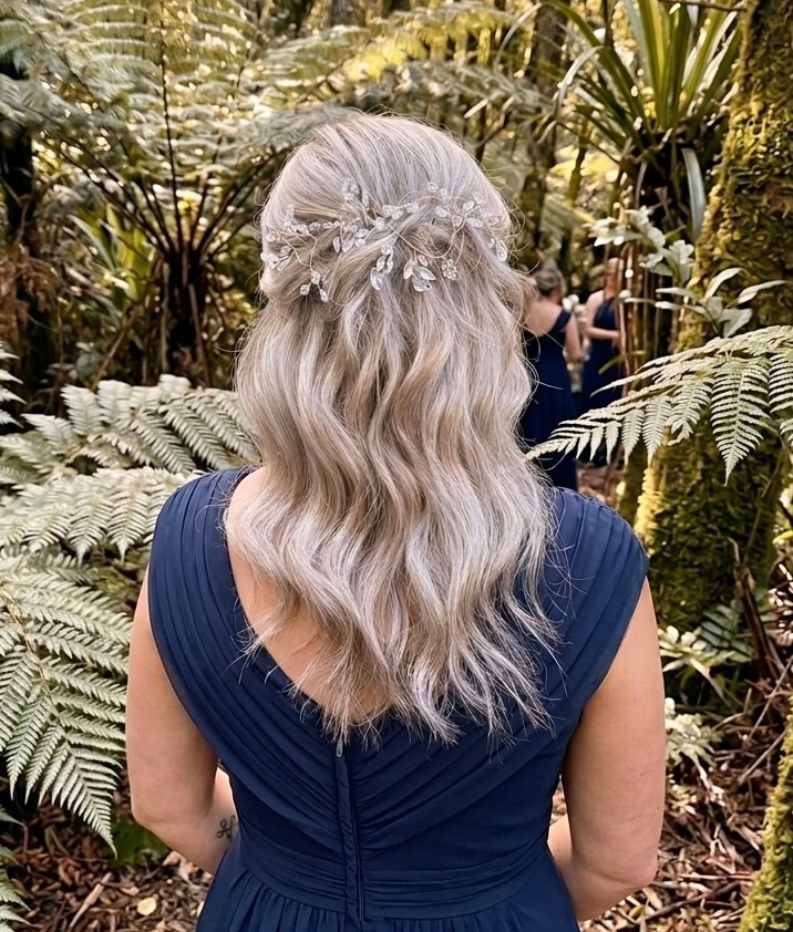 Elegant bridal hairstyle detail